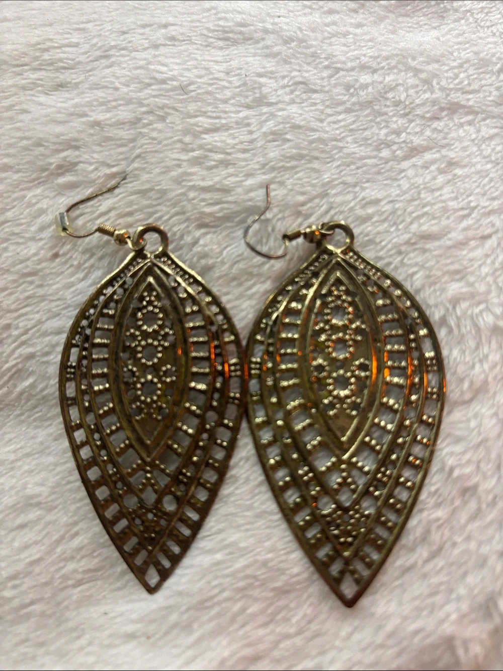 Gold Filigree Teardrop Dangle Earrings - Women Jewelry